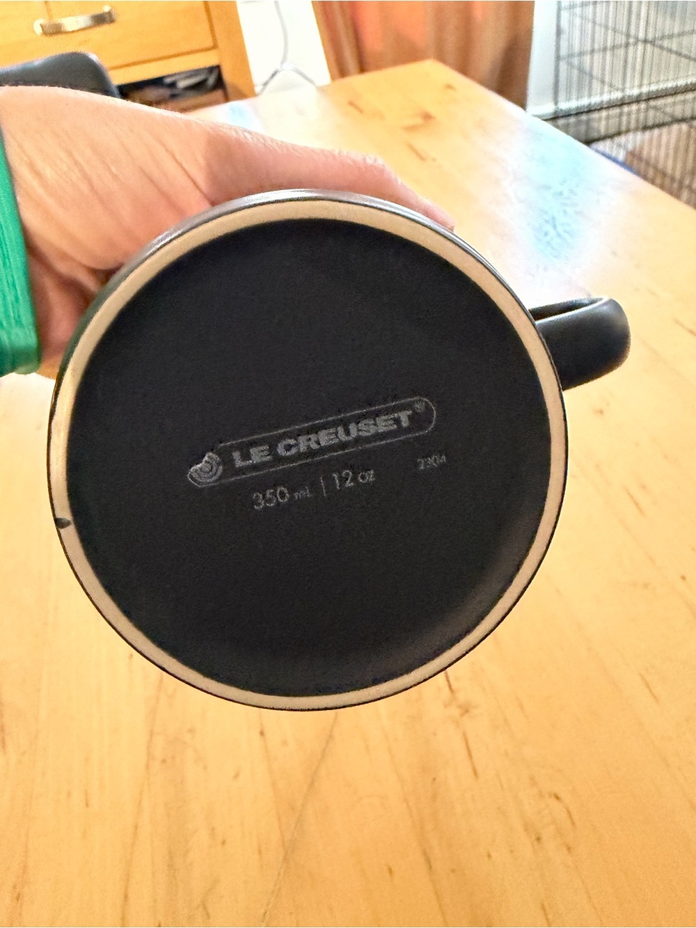 Le Creuset Matte Black Ceramic Mugs with Cream Interior - Set of 2 - Picture 2 of 4